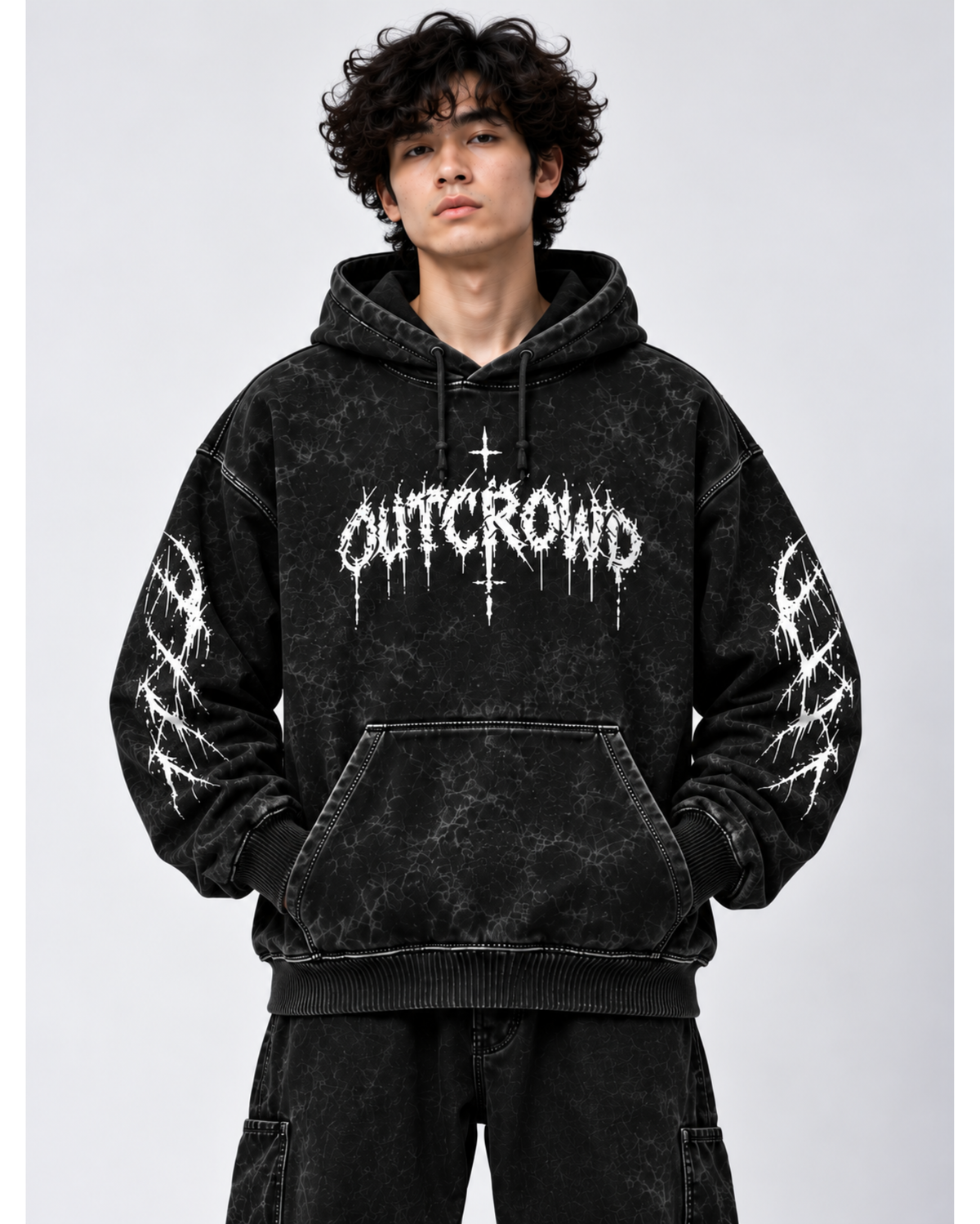DISTORTION ACID WASH OVERSIZED HOODIE