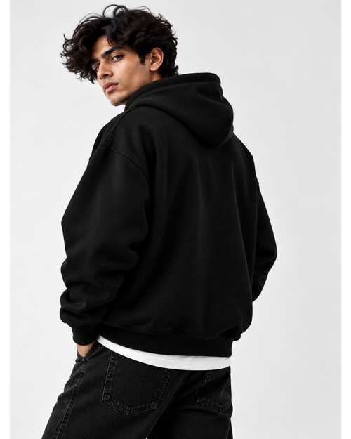 BLACK - SIGNATURE OVERSIZED HOODIE