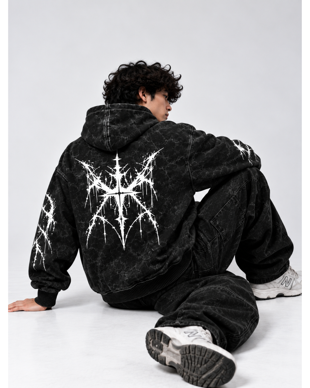 DISTORTION ACID WASH OVERSIZED HOODIE