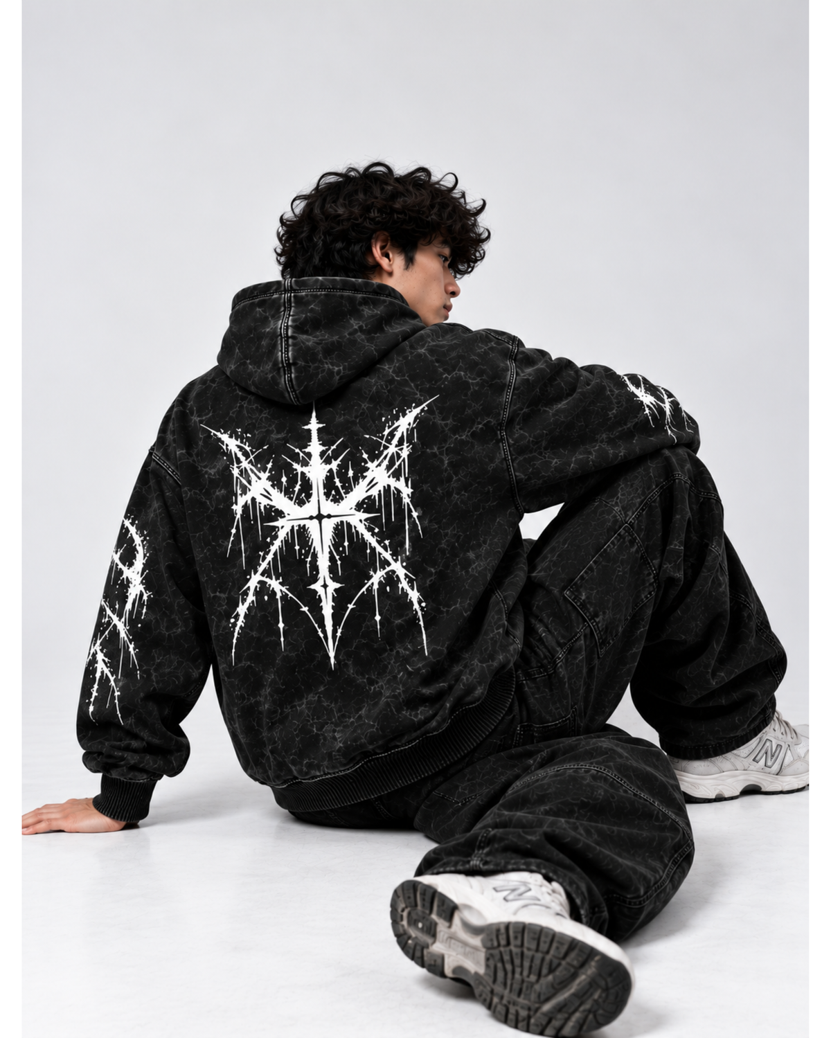 DISTORTION ACID WASH OVERSIZED HOODIE