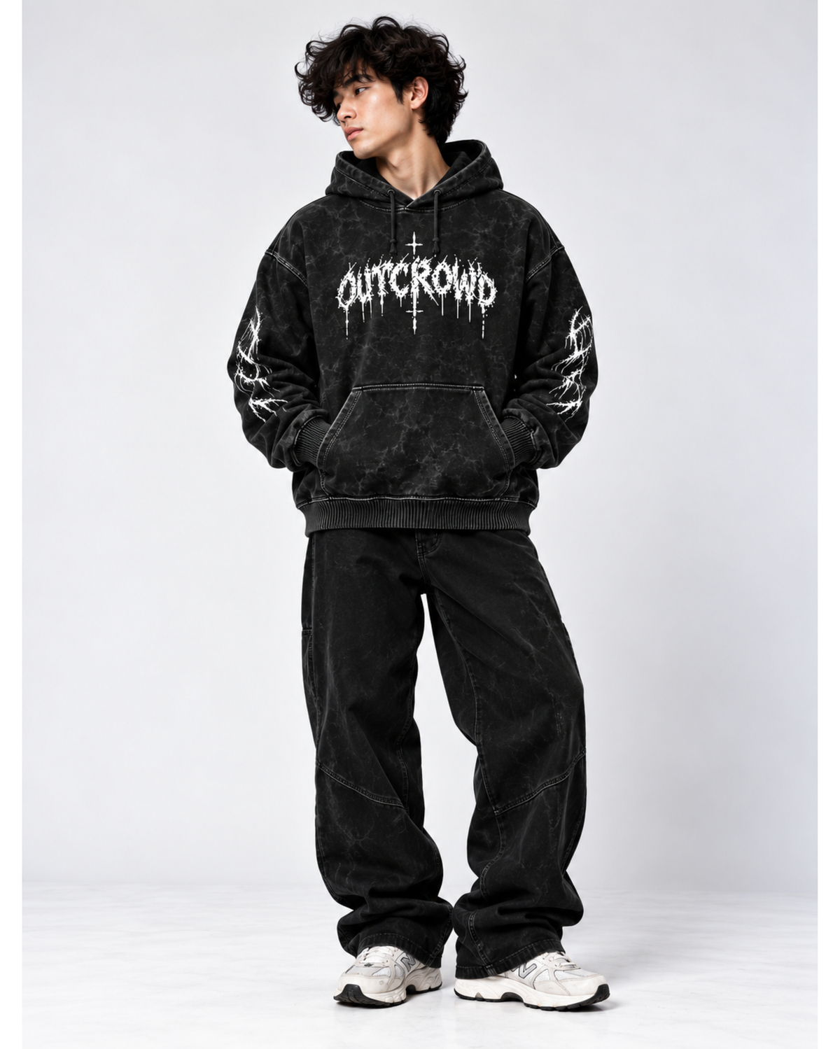 DISTORTION ACID WASH OVERSIZED HOODIE