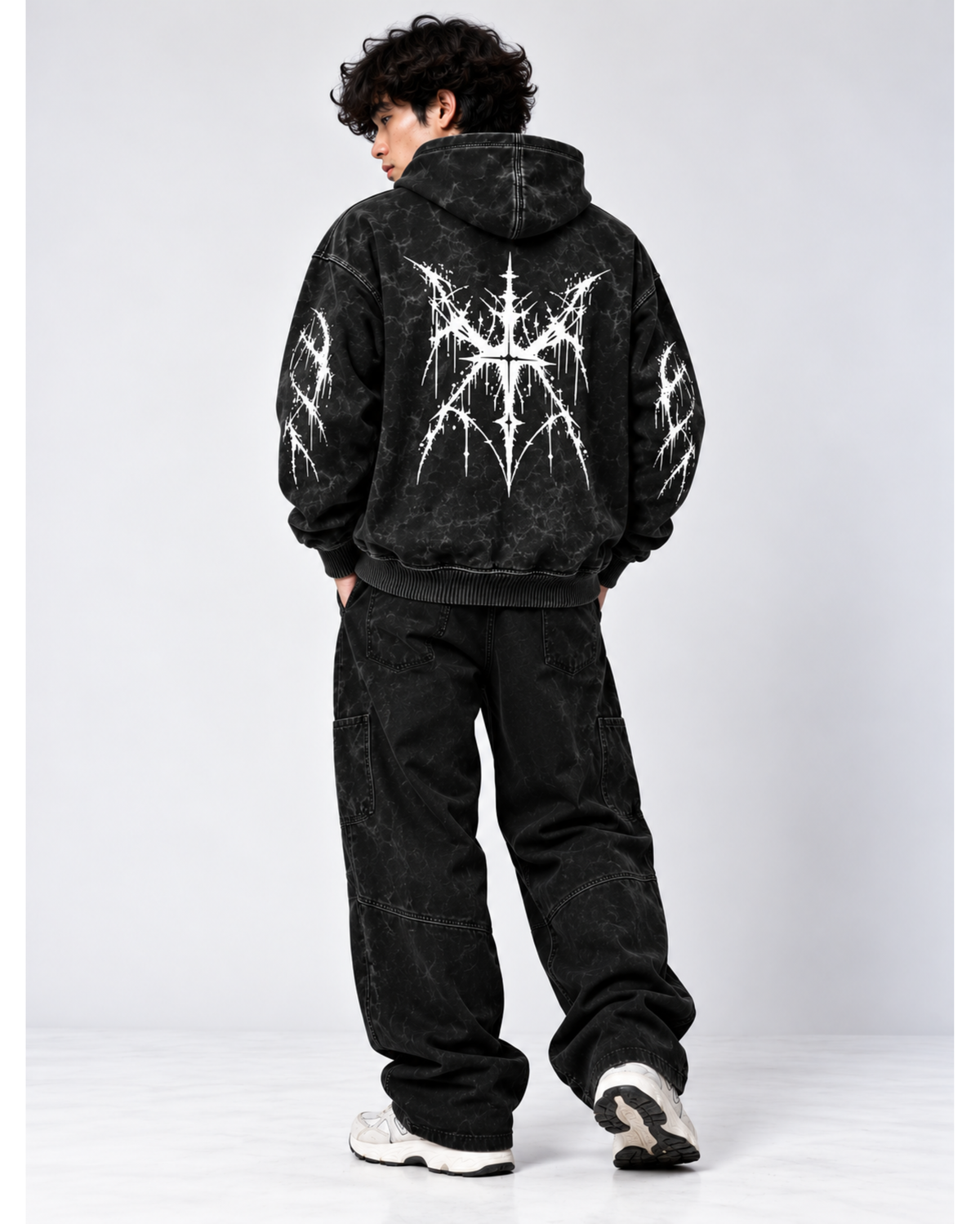 DISTORTION ACID WASH OVERSIZED HOODIE