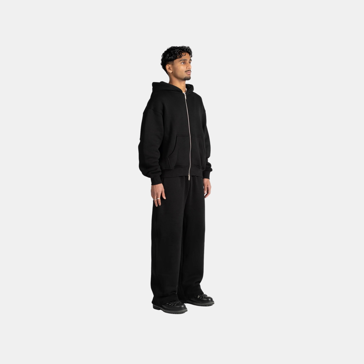 OC - BLACK OVERSIZED ZIPPER HOODIE
