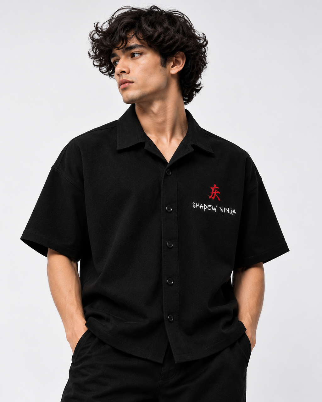 BLACK - SHADOW OVERSIZED SHIRT